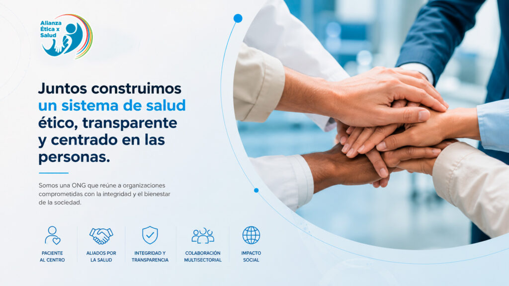 Imagen institucional de colaboración entre aliados de la Alianza Ética por la Salud, simbolizando integridad, confianza y trabajo multisectorial en salud