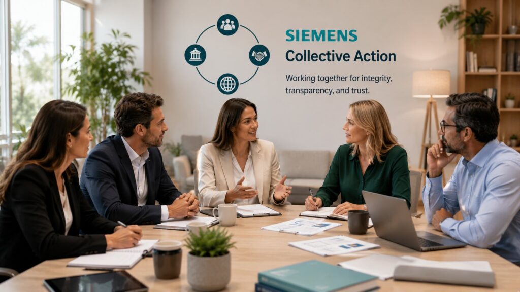 Reunión institucional de Siemens Collective Action enfocada en acción colectiva, integridad, transparencia y colaboración entre distintos sectores