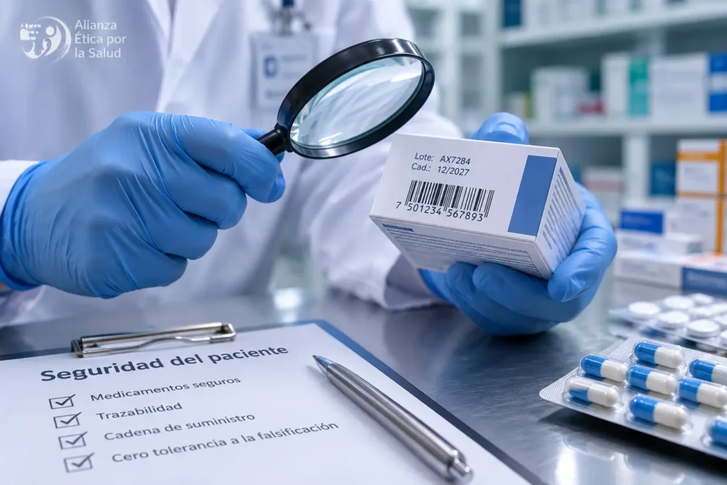 AExS Cadena de suministro farmacéutica con controles de trazabilidad para garantizar medicamentos seguros.